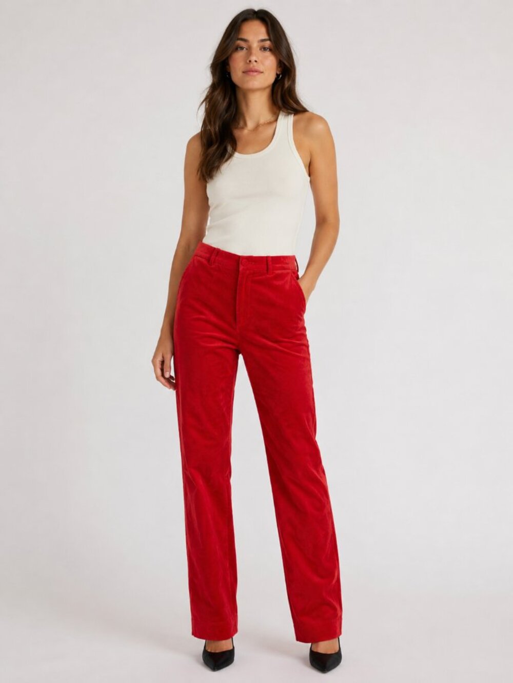 Theory Red Velvet Pants Vibrant